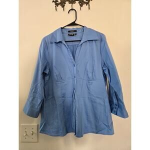 APT.9 Women’s Button-Up Shirt Set – XL – Green & Blue Stretch Blouses